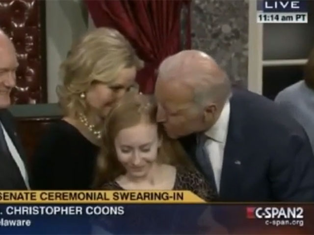 Joe Biden creepy kiss of senators young daughter